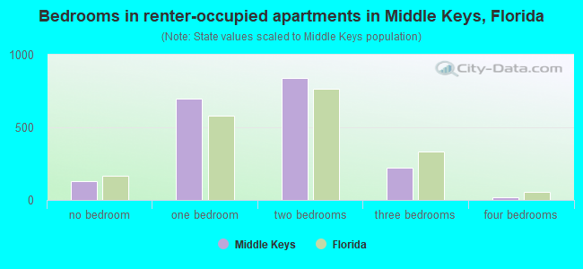 Bedrooms in renter-occupied apartments in Middle Keys, Florida
