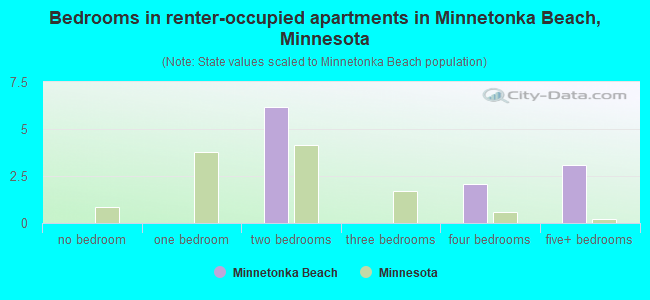Bedrooms in renter-occupied apartments in Minnetonka Beach, Minnesota