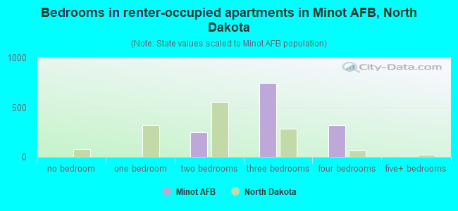 Bedrooms in renter-occupied apartments in Minot AFB, North Dakota