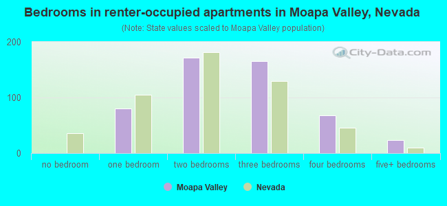 Bedrooms in renter-occupied apartments in Moapa Valley, Nevada