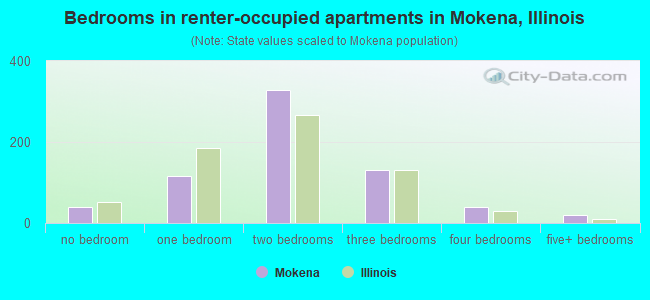 Bedrooms in renter-occupied apartments in Mokena, Illinois