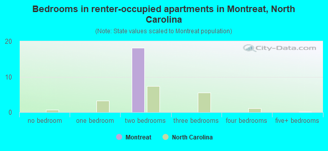 Bedrooms in renter-occupied apartments in Montreat, North Carolina