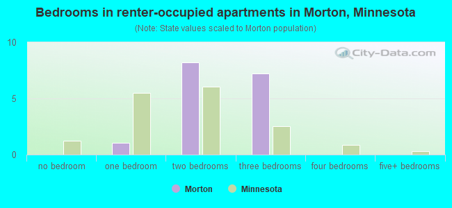 Bedrooms in renter-occupied apartments in Morton, Minnesota