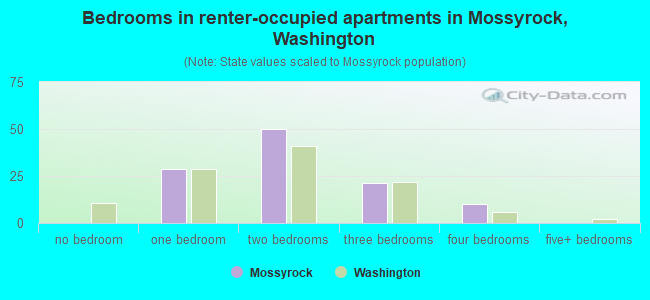 Bedrooms in renter-occupied apartments in Mossyrock, Washington