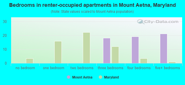 Bedrooms in renter-occupied apartments in Mount Aetna, Maryland