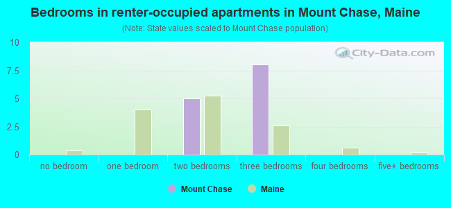 Bedrooms in renter-occupied apartments in Mount Chase, Maine