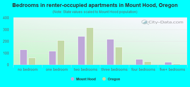 Bedrooms in renter-occupied apartments in Mount Hood, Oregon