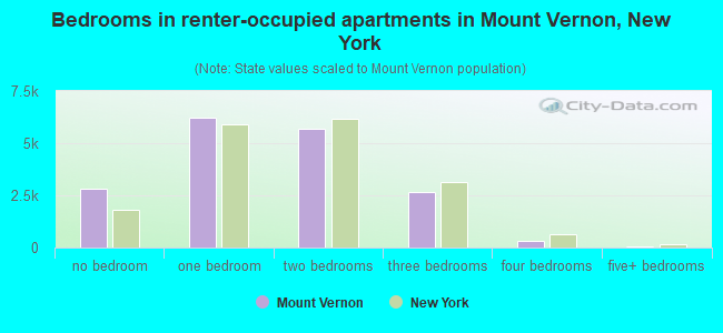 Bedrooms in renter-occupied apartments in Mount Vernon, New York