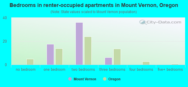 Bedrooms in renter-occupied apartments in Mount Vernon, Oregon