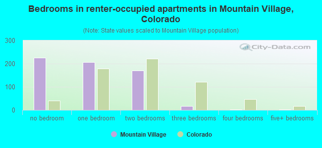 Bedrooms in renter-occupied apartments in Mountain Village, Colorado