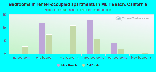 Bedrooms in renter-occupied apartments in Muir Beach, California