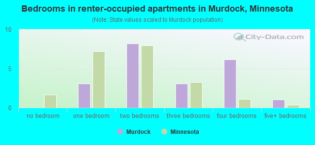 Bedrooms in renter-occupied apartments in Murdock, Minnesota