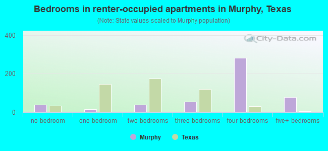 Bedrooms in renter-occupied apartments in Murphy, Texas