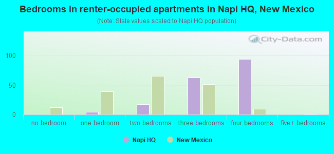 Bedrooms in renter-occupied apartments in Napi HQ, New Mexico