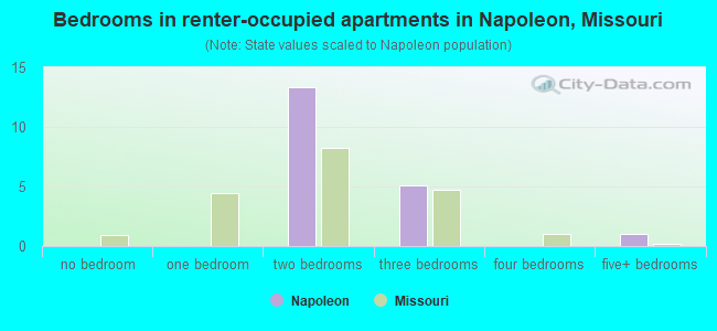 Bedrooms in renter-occupied apartments in Napoleon, Missouri
