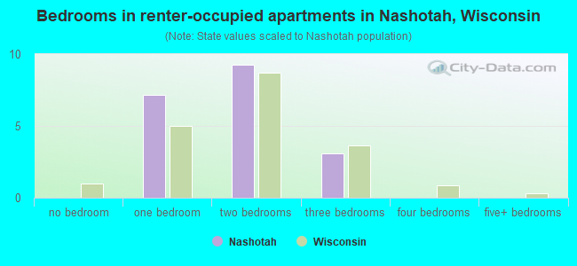 Bedrooms in renter-occupied apartments in Nashotah, Wisconsin