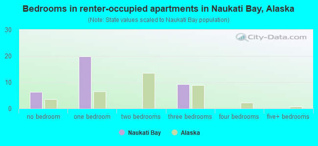 Bedrooms in renter-occupied apartments in Naukati Bay, Alaska