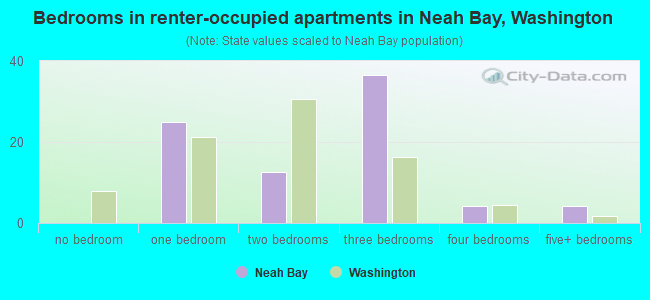 Bedrooms in renter-occupied apartments in Neah Bay, Washington