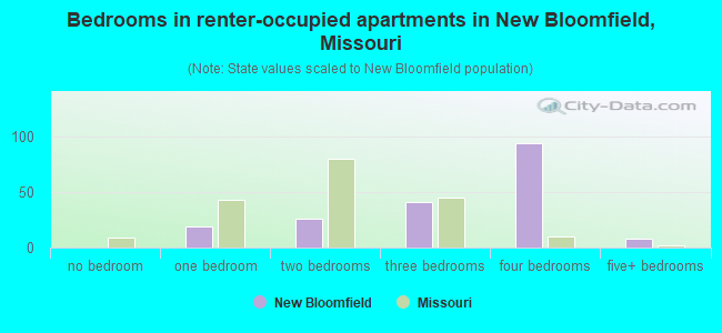 Bedrooms in renter-occupied apartments in New Bloomfield, Missouri