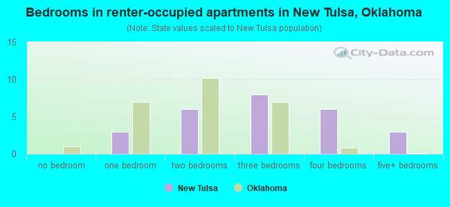 Bedrooms in renter-occupied apartments in New Tulsa, Oklahoma