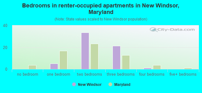 Bedrooms in renter-occupied apartments in New Windsor, Maryland