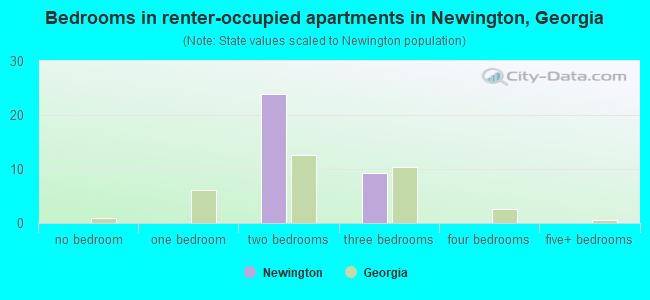 Bedrooms in renter-occupied apartments in Newington, Georgia