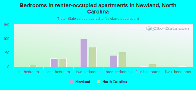 Bedrooms in renter-occupied apartments in Newland, North Carolina