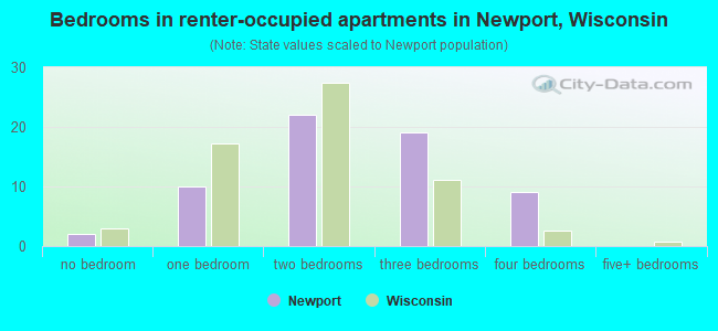 Bedrooms in renter-occupied apartments in Newport, Wisconsin