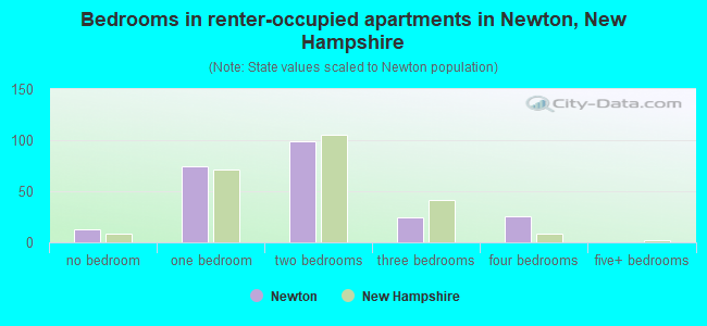 Bedrooms in renter-occupied apartments in Newton, New Hampshire