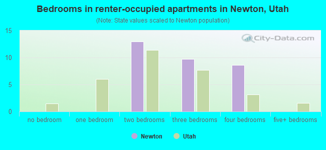 Bedrooms in renter-occupied apartments in Newton, Utah