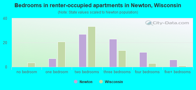 Bedrooms in renter-occupied apartments in Newton, Wisconsin
