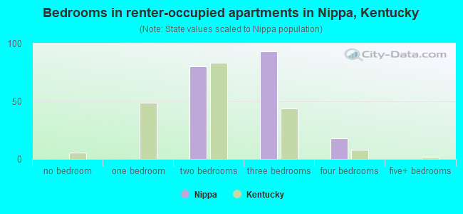 Bedrooms in renter-occupied apartments in Nippa, Kentucky