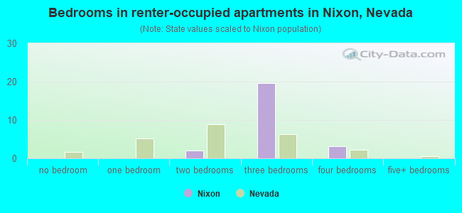 Bedrooms in renter-occupied apartments in Nixon, Nevada