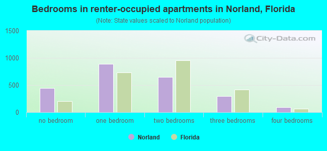 Bedrooms in renter-occupied apartments in Norland, Florida