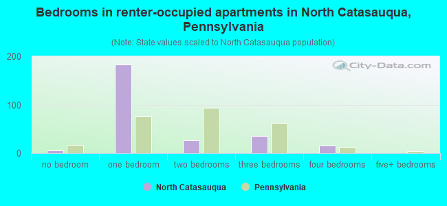 Bedrooms in renter-occupied apartments in North Catasauqua, Pennsylvania