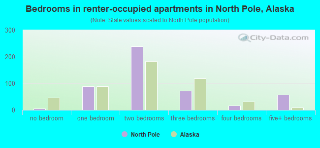 Bedrooms in renter-occupied apartments in North Pole, Alaska