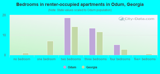 Bedrooms in renter-occupied apartments in Odum, Georgia