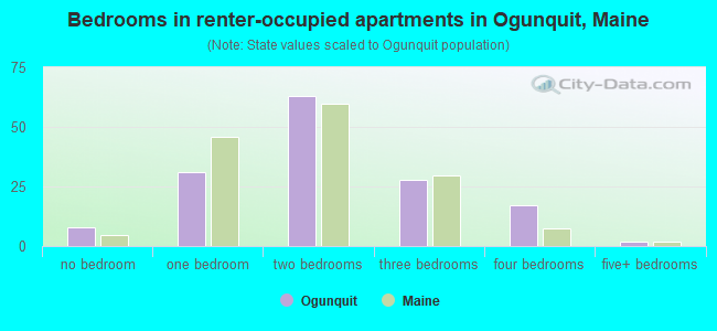 Bedrooms in renter-occupied apartments in Ogunquit, Maine