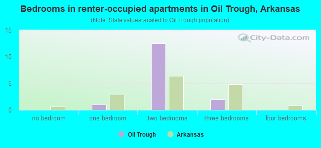 Bedrooms in renter-occupied apartments in Oil Trough, Arkansas
