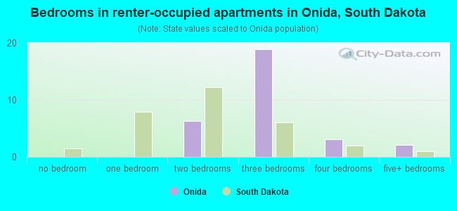 Bedrooms in renter-occupied apartments in Onida, South Dakota