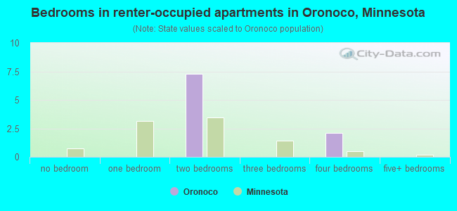 Bedrooms in renter-occupied apartments in Oronoco, Minnesota
