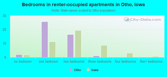 Bedrooms in renter-occupied apartments in Otho, Iowa