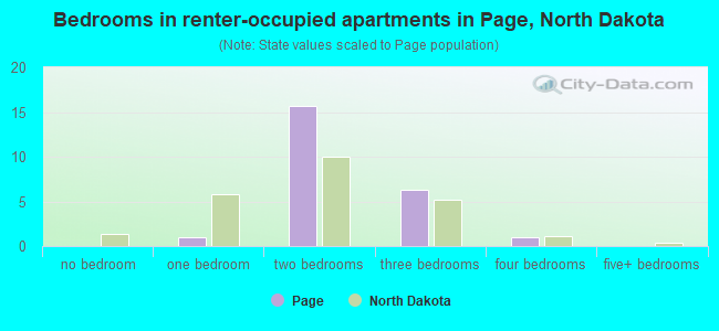 Bedrooms in renter-occupied apartments in Page, North Dakota