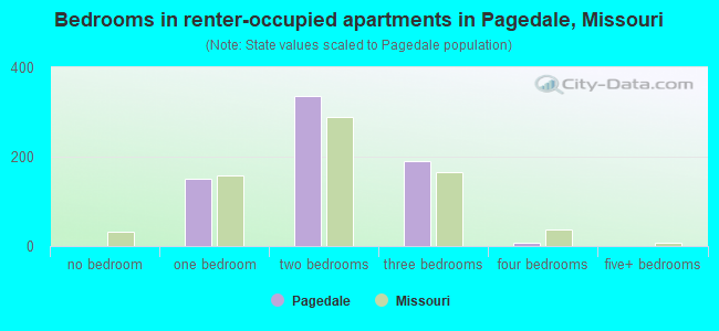 Bedrooms in renter-occupied apartments in Pagedale, Missouri