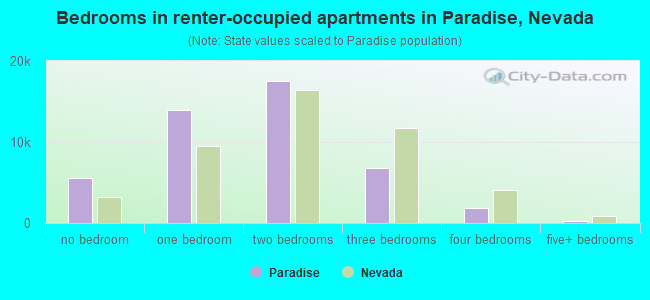 Bedrooms in renter-occupied apartments in Paradise, Nevada