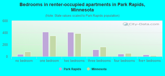 Bedrooms in renter-occupied apartments in Park Rapids, Minnesota