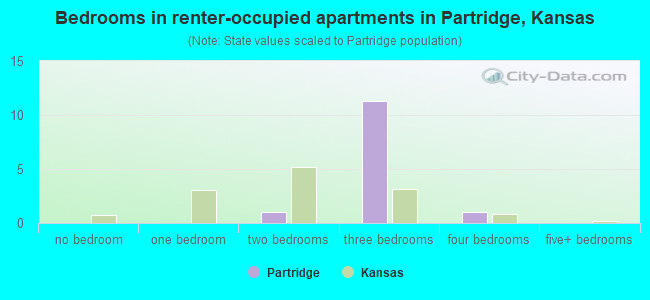 Bedrooms in renter-occupied apartments in Partridge, Kansas
