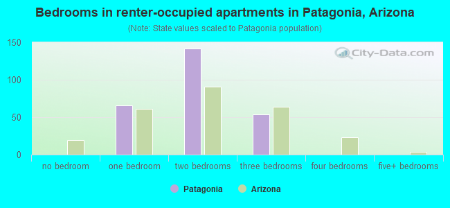 Bedrooms in renter-occupied apartments in Patagonia, Arizona