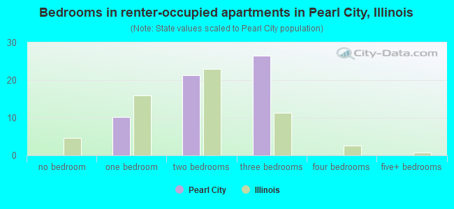 Bedrooms in renter-occupied apartments in Pearl City, Illinois