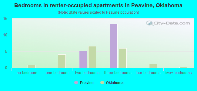 Bedrooms in renter-occupied apartments in Peavine, Oklahoma